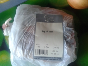 Goat meat from a farm shop